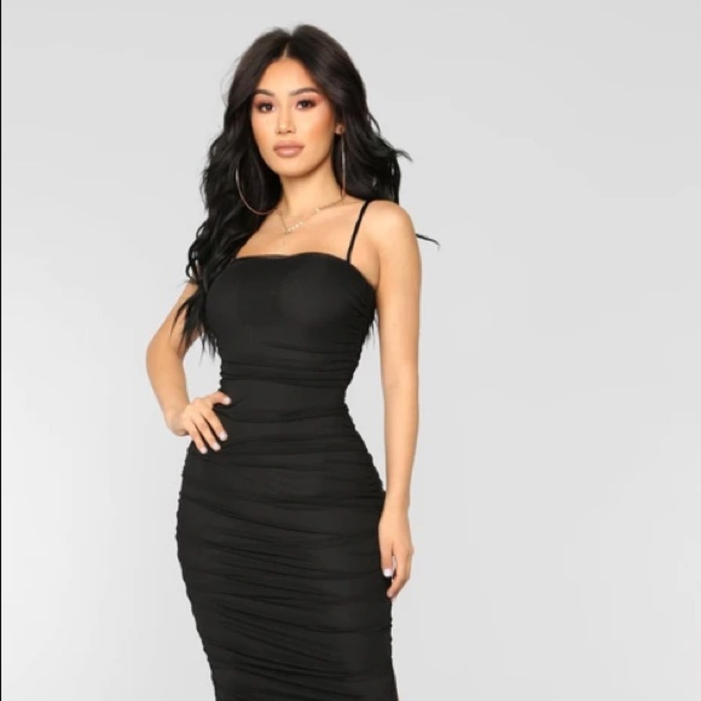 Fashion Nova Feeling My Mesh Dress - Black (L)